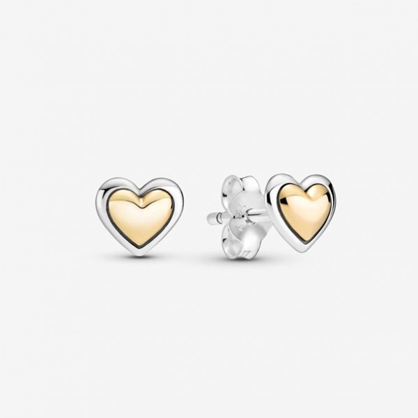Pandora - Zilveren Oorbellen // 299389C00 // Koepelvormig Gouden Hart