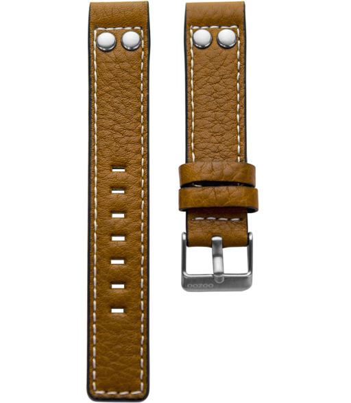 OOZOO horlogeband Cognac Bruin met studs 20mm