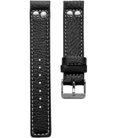 OOZOO horlogeband zwart leer met studs 26mm