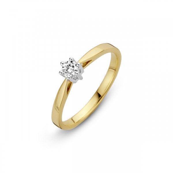 Briljant - Classico Gouden Damesring 0,18crt Diamant